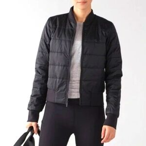 Lululemon Non-Stop Quilted Black Bomber Jacket (Reversible) Women's Size 6